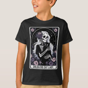 Kinderloze Cat Lady Schattigee Gotische Skelet Tar T-shirt