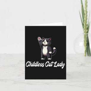 Kinderloze Cat Lady -smoking Cat Raising Paw- Grap Kaart