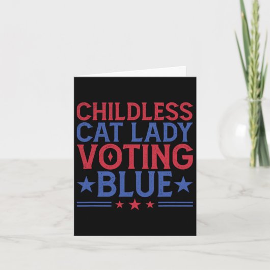 Kinderloze Cat Lady Stem Blauw Kaart (Voorkant)