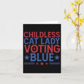 Kinderloze Cat Lady Stem Blauw Kaart (Gele Bloem)