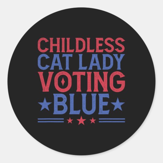 Kinderloze Cat Lady Stem Blauw Ronde Sticker (Voorkant)
