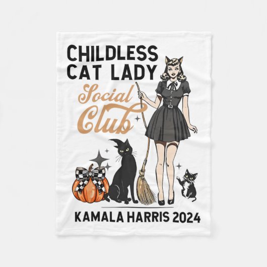 Kinderloze Cat Lady Stem Halloween Heksen Feminist Fleece Deken (Voorkant)