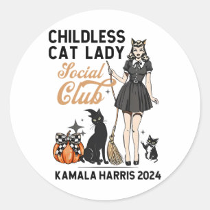 Kinderloze Cat Lady Stem Halloween Heksen Feminist Ronde Sticker