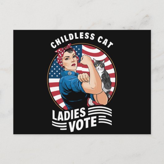 Kinderloze Cat Lady Stem  Rosie de Rivete Briefkaart (Voorkant)