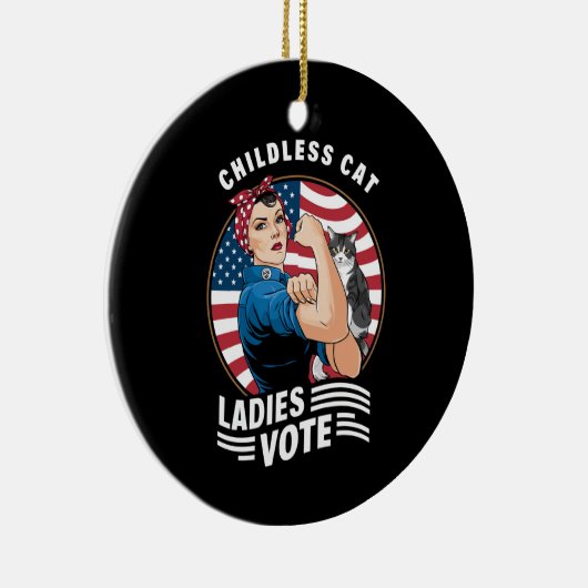 Kinderloze Cat Lady Stem  Rosie de Rivete Keramisch Ornament (Rechts)