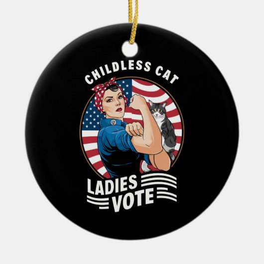 Kinderloze Cat Lady Stem  Rosie de Rivete Keramisch Ornament (Voorkant)