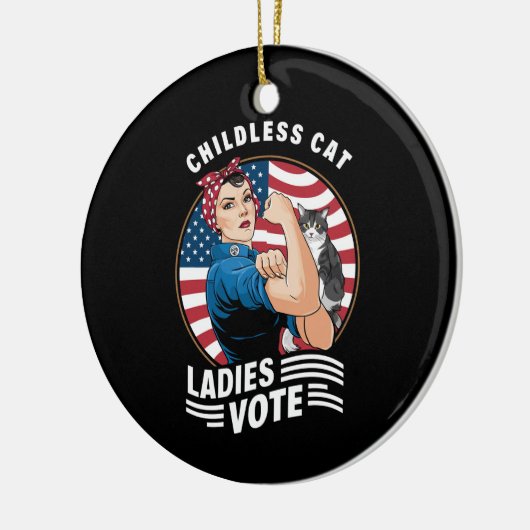 Kinderloze Cat Lady Stem  Rosie de Rivete Keramisch Ornament (Links)