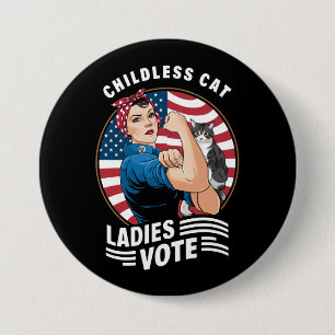 Kinderloze Cat Lady Stem  Rosie de Rivete Ronde Button 7,6 Cm