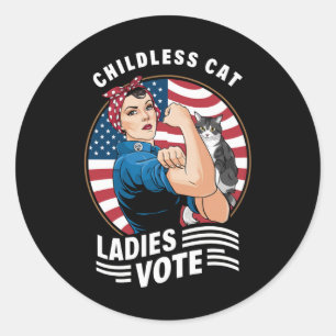 Kinderloze Cat Lady Stem  Rosie de Rivete Ronde Sticker