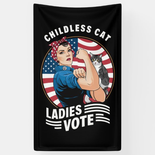 Kinderloze Cat Lady Stem  Rosie de Rivete Spandoek (Verticaal)