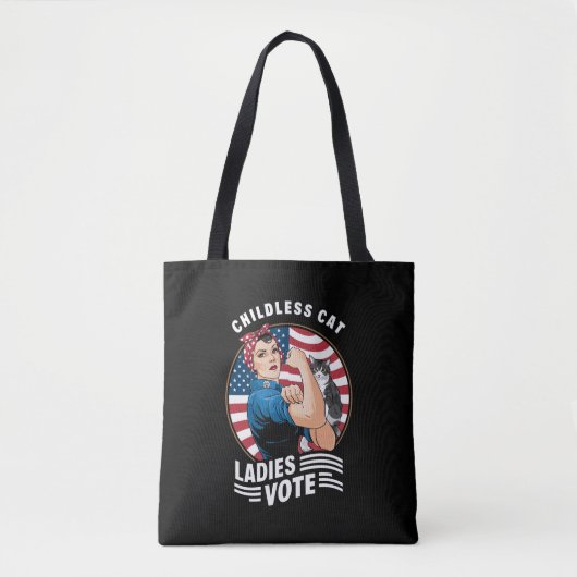 Kinderloze Cat Lady Stem  Rosie de Rivete Tote Bag (Voorkant)