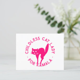 Kinderloze Cat Lady voor kamala grappige hete roze Briefkaart