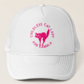 Kinderloze Cat Lady voor kamala grappige hete roze Trucker Pet (Voorkant)