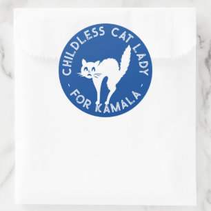 Kinderloze Cat Lady voor kamala grappige kat blauw Ronde Sticker