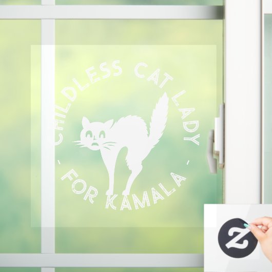 Kinderloze Cat Lady voor kamala grappige kat wit Raamsticker (Huis)
