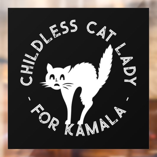 Kinderloze Cat Lady voor kamala grappige kat zwart Raamsticker (Vel 2)