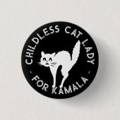 Kinderloze Cat Lady voor kamala grappige kat zwart Ronde Button 3,2 Cm (Voorkant)