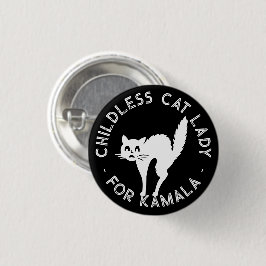 Kinderloze Cat Lady voor kamala grappige kat zwart Ronde Button 3,2 Cm