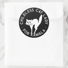 Kinderloze Cat Lady voor kamala grappige kat zwart Ronde Sticker