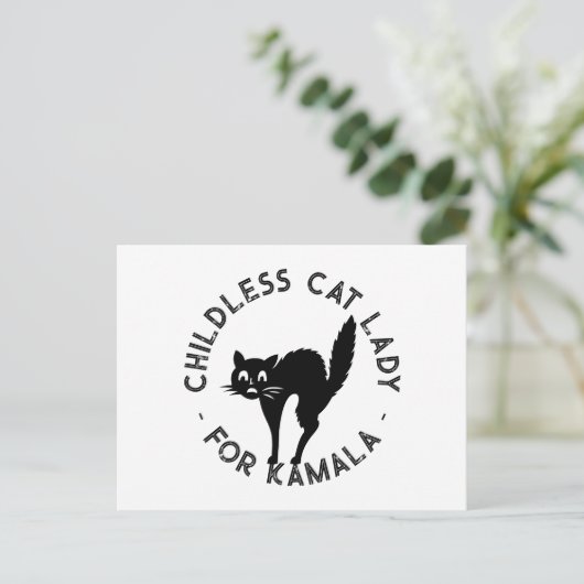 Kinderloze Cat Lady voor kamala grappige zwarte ka Briefkaart (Staand voorkant)