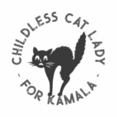 Kinderloze Cat Lady voor kamala grappige zwarte ka Sticker (Voorkant)