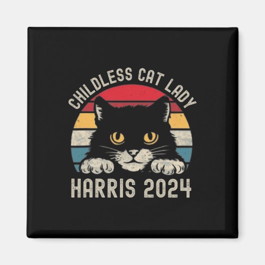 Kinderloze Cat Lady voor Kamala Harris 2024 Retro  Magneet (Voorkant)