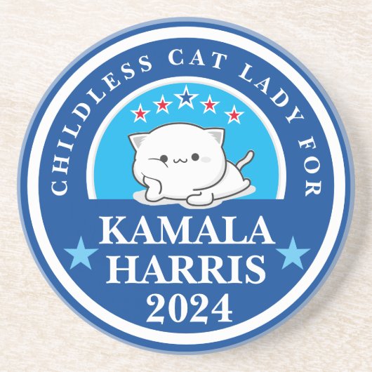 Kinderloze Cat Lady voor Kamala Harris Zandsteen Onderzetter (Voorkant)