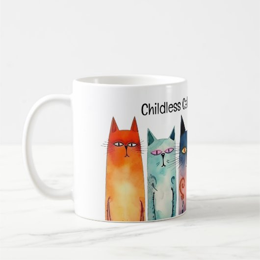 Kinderloze Cat Lady voor Kamala Whimsical Koffiemok (Links)