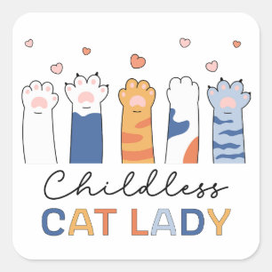 Kinderloze Cat Lady Voting Kamala Harris President Vierkante Sticker