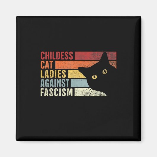 Kinderloze Cat Vrouwen Tegen Fascisme Cat Feminist Magneet (Voorkant)