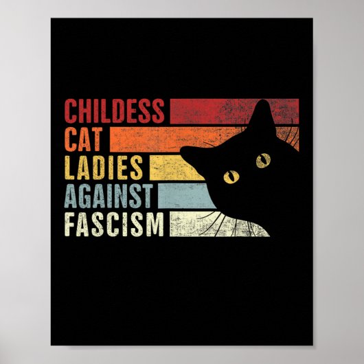 Kinderloze Cat Vrouwen Tegen Fascisme Cat Feminist Poster (Voorkant)
