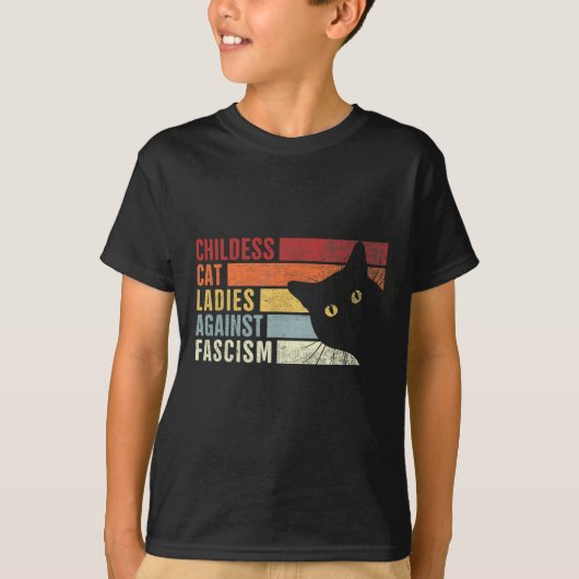 Kinderloze Cat Vrouwen Tegen Fascisme Cat Feminist T-shirt (Voorkant)