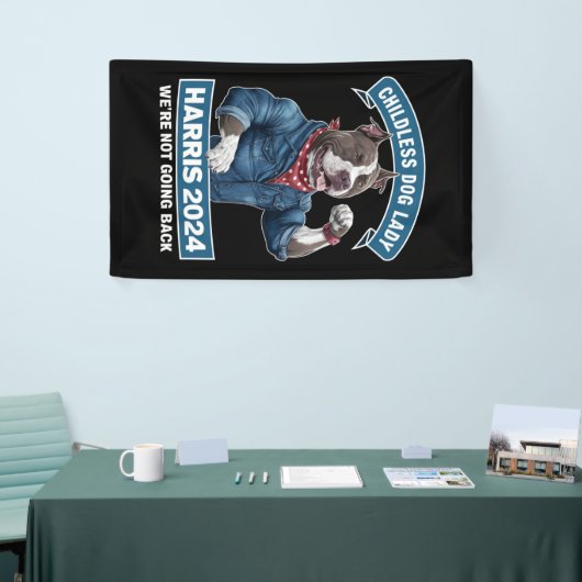 Kinderloze Dog Lady stemt Kamala-verkiezing 2024 Spandoek (Beurs)
