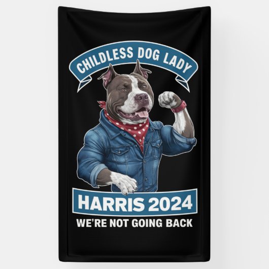 Kinderloze Dog Lady stemt Kamala-verkiezing 2024 Spandoek (Verticaal)