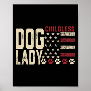 Kinderloze Dog Lady Vote 2024 Amerikaanse vlag Dem Poster