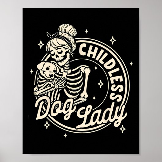 Kinderloze Hond Dames Grappig Hond Skelet Hallowee Poster (Voorkant)