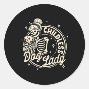 Kinderloze Hond Dames Grappig Hond Skelet Hallowee Ronde Sticker