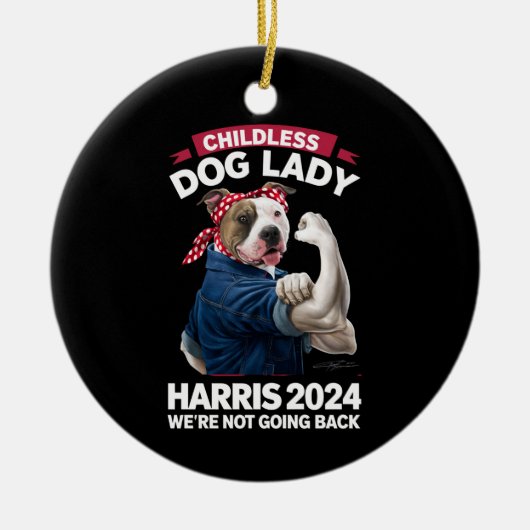 Kinderloze hond Lady stemt Kamala Verkiezingen 202 Keramisch Ornament (Voorkant)