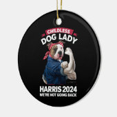Kinderloze hond Lady stemt Kamala Verkiezingen 202 Keramisch Ornament (Links)