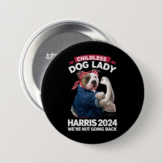 Kinderloze hond Lady stemt Kamala Verkiezingen 202 Ronde Button 7,6 Cm (Voorkant /achterkant)