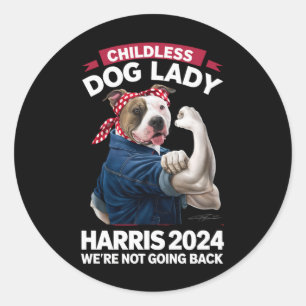 Kinderloze hond Lady stemt Kamala Verkiezingen 202 Ronde Sticker