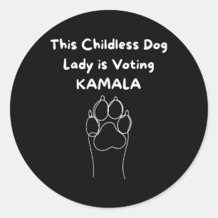 Kinderloze hondendame stemt Kamala-Harris 2024 3 Ronde Sticker