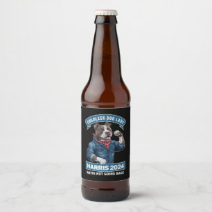 Kinderloze Hondendame Stemt Kamala Verkiezing 2024 Bier Etiket