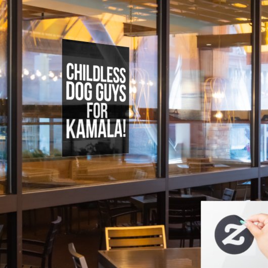 Kinderloze hondenjongens voor Kamala 2024 Stem Har Raamsticker (Restaurant Raam)