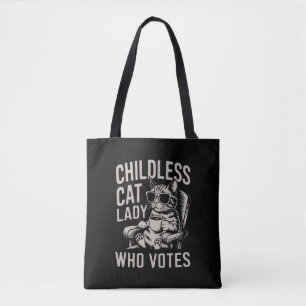 Kinderloze Kat Dame 2024 Verkiezing Stem Kamala Tote Bag