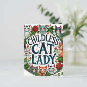 kinderloze kat dame briefkaart (Staand voorkant)