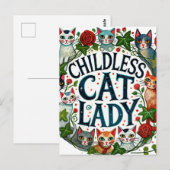 kinderloze kat dame briefkaart (Voorkant / Achterkant)