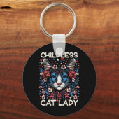 Kinderloze Kat Dame Grappige Kat Liefhebber 4 Sleutelhanger (Voorkant)