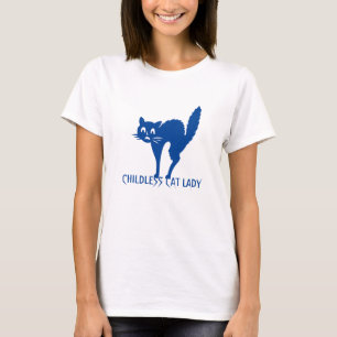 Kinderloze kat dame grappige schattige kat blauwe t-shirt