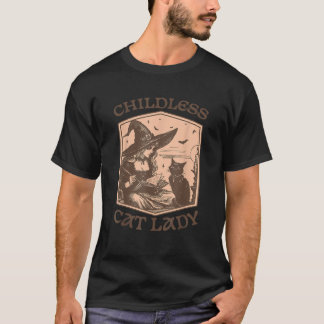 Kinderloze kat dame Halloween heks en kat feminist T-shirt